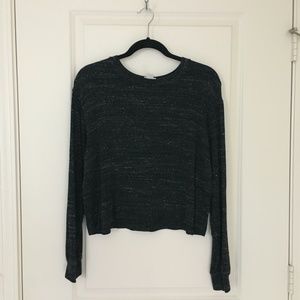 Mossimo Heathered Gray Long Sleeve Crop Top